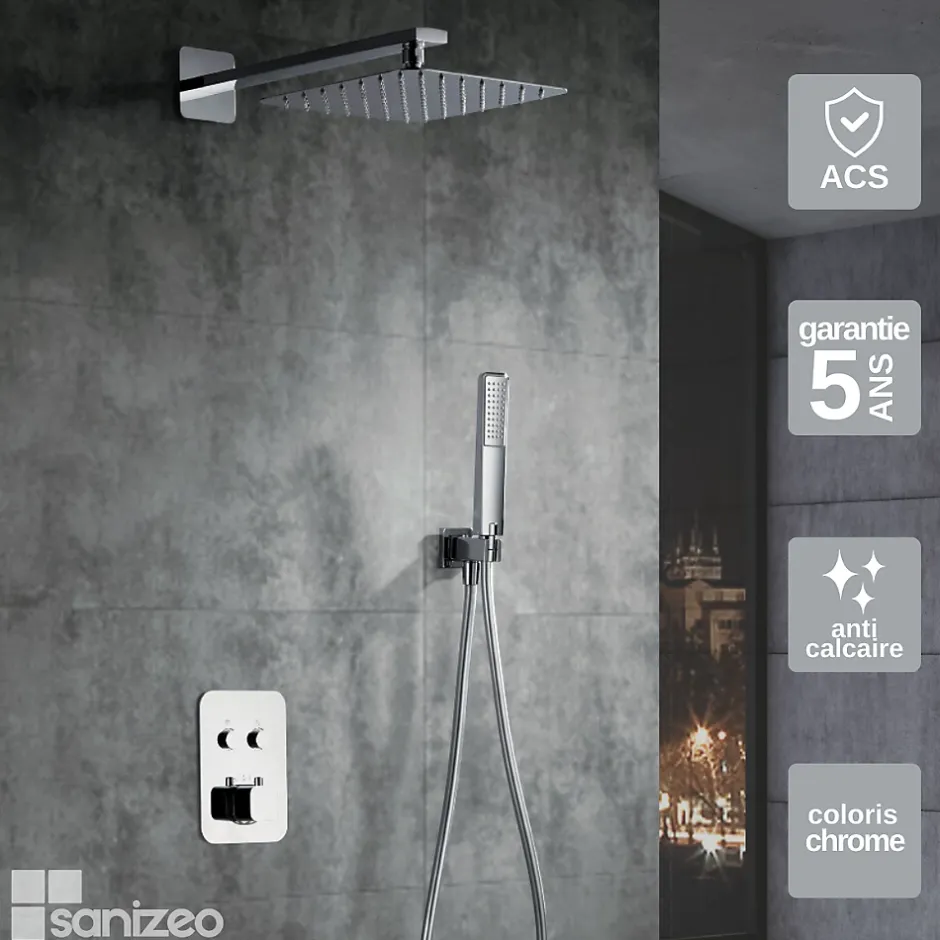 Imex Colonne de Douche Encastrée Thermostatique Anti-Calcaire Chrome MADEIRA GTM021* Colonne De Douche Encastrable