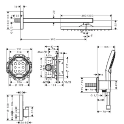 Hansgrohe Colonne de douche encastrée thermostatique ShowerSelect Square chromé* Colonne De Douche Encastrable