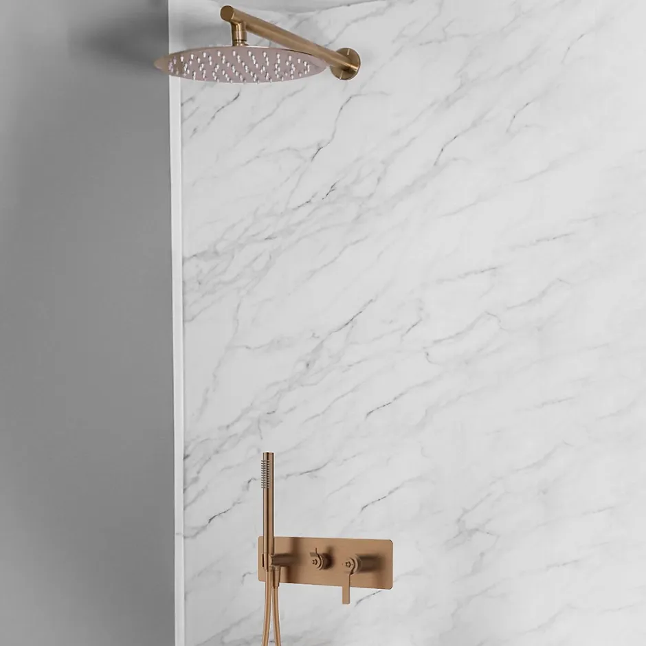 Essebagno Colonne de douche encastrée mécanique cuivre brossé Molette* Colonne De Douche Encastrable