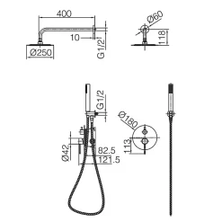 Imex Colonne de Douche Encastrée Anti-Calcaire Noir Mat MONZA GPM039/NG