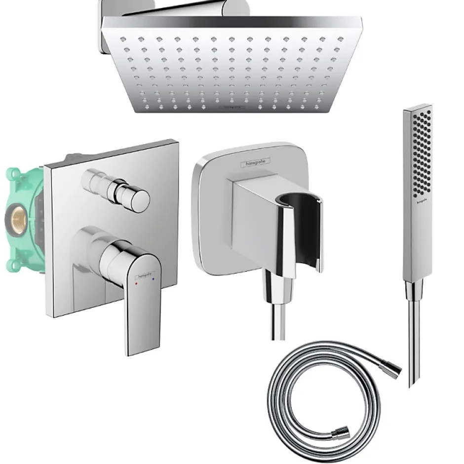 Hansgrohe Colonne de douche encastrée mécanique Vernis Shape Flexible Isiflex Douchette PulsifyE chromé