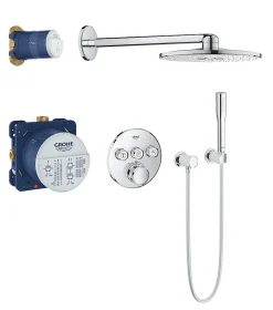 Grohe Colonne de douche encastrée thermostatique Grotherm SmartControl Douchette Euphoria Stick chromé