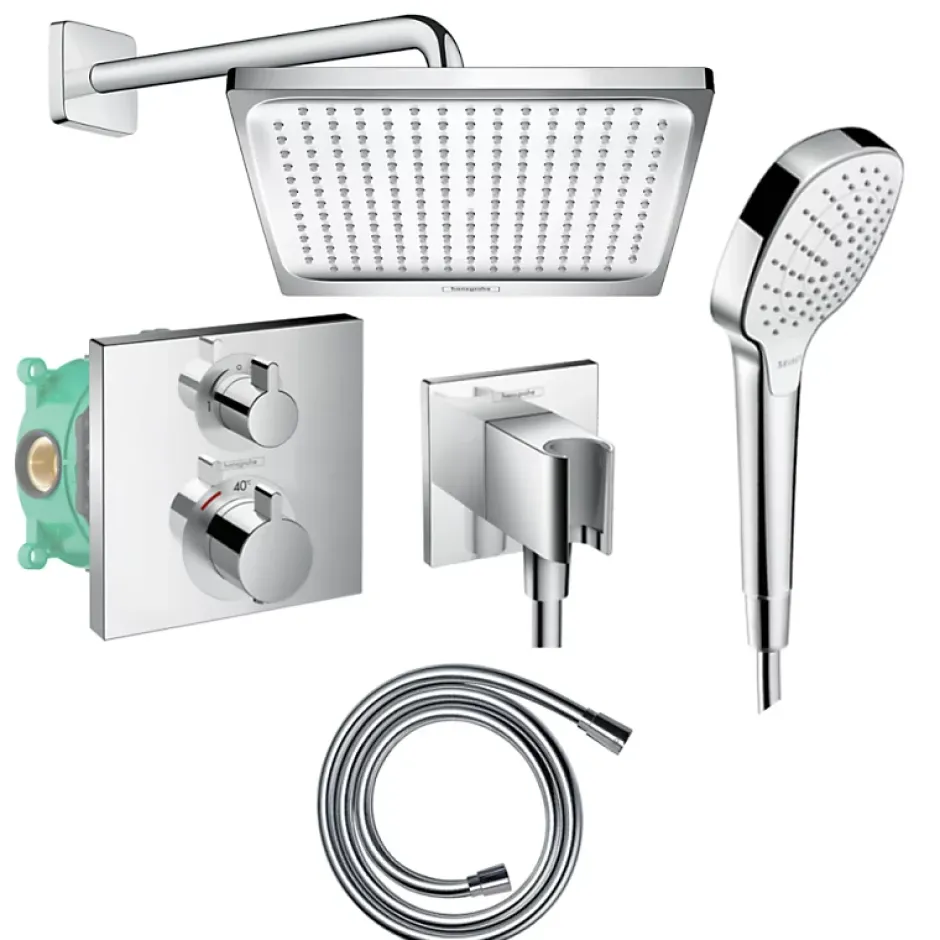 Hansgrohe Colonne de douche encastrée thermostatique Ecostat Square chromé* Robinet De Douche