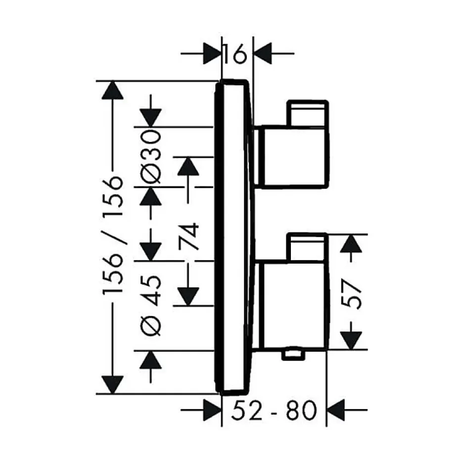 Hansgrohe Colonne de douche encastrée thermostatique Ecostat Square chromé* Robinet De Douche