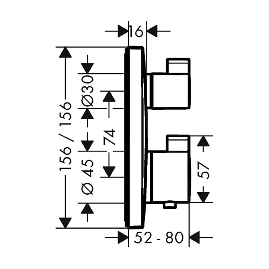 Hansgrohe Colonne de douche encastrée thermostatique Ecostat Square chromé* Robinet De Douche