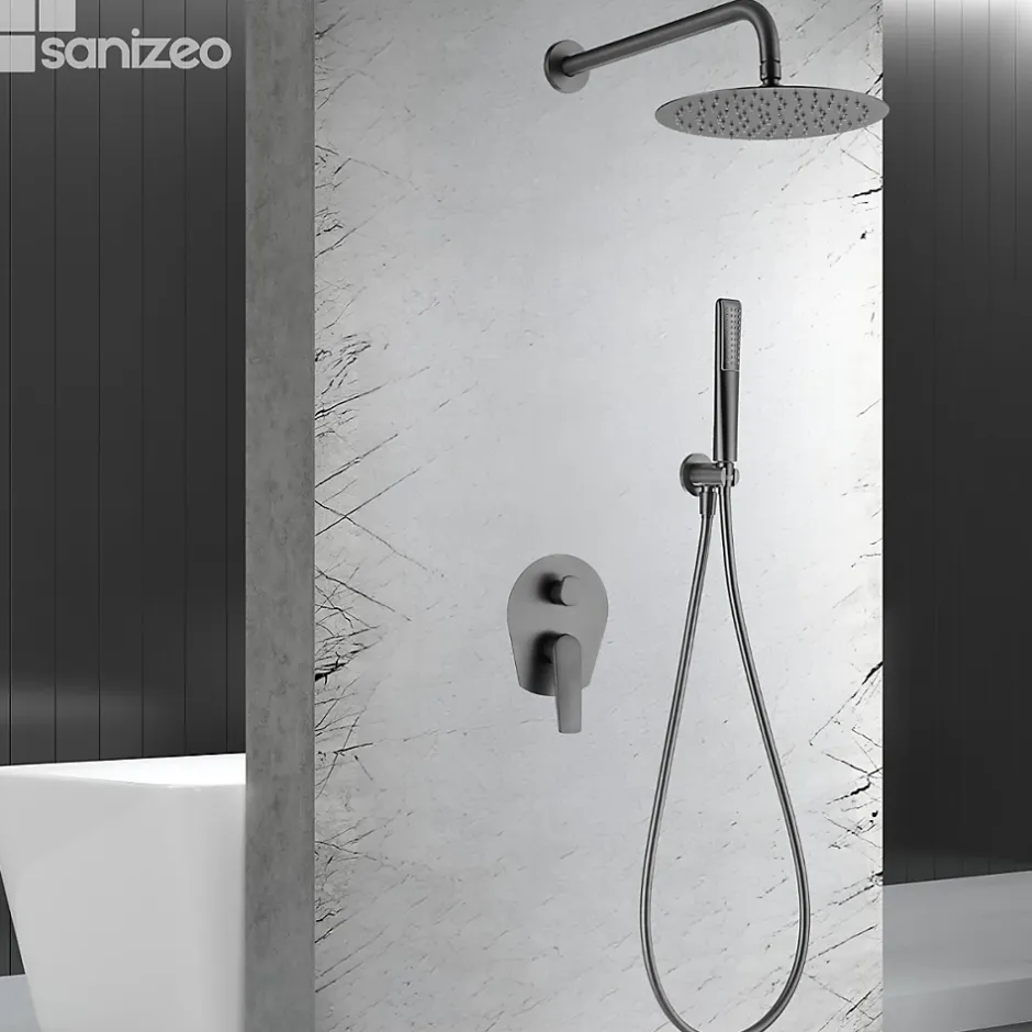 Imex Colonne de Douche Encastrée Anti-Calcaire Black Gun Métal DELOS GPD055/BGM