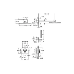 Grohe Colonne de douche encastrée thermostatique Grotherm SmartControl Douchette Euphoria Cube chromé
