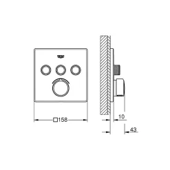 Grohe Colonne de douche encastrée thermostatique Grotherm SmartControl Douchette Euphoria Cube chromé