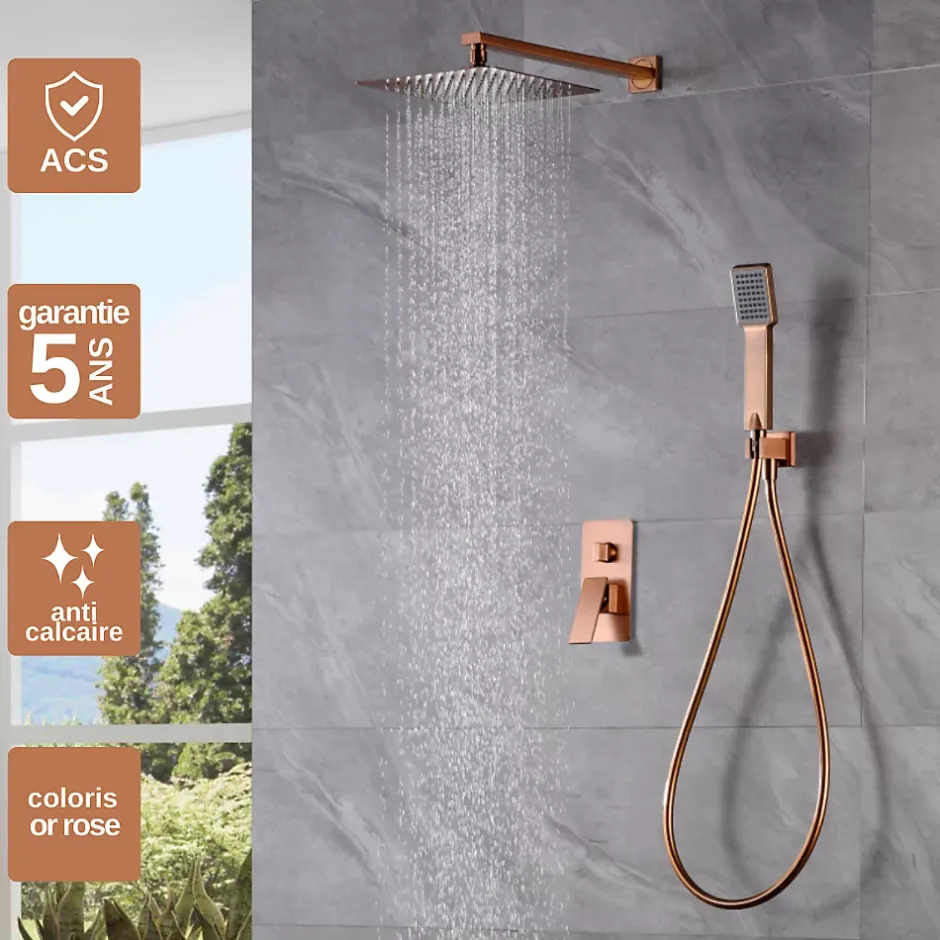 Imex Colonne de Douche Encastrée Anti-Calcaire Or Rose Cuivré PISA GPP048/ORC