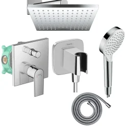 Hansgrohe Colonne de douche encastrée mécanique Vernis Shape Douche de tête Crometta Flexible Métaflex Douchette Crometta chromé* Colonne De Douche Encastrable