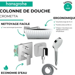 Hansgrohe Colonne de douche encastrée mécanique Vernis Shape Douche de tête Crometta Flexible Métaflex Douchette Crometta chromé* Colonne De Douche Encastrable