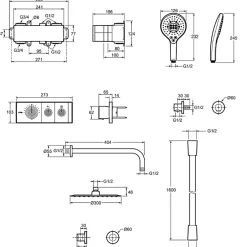 Jacob Delafon Colonne de douche encastrée thermostatique Grands Boulevards ronde chromée* Colonne De Douche Encastrable