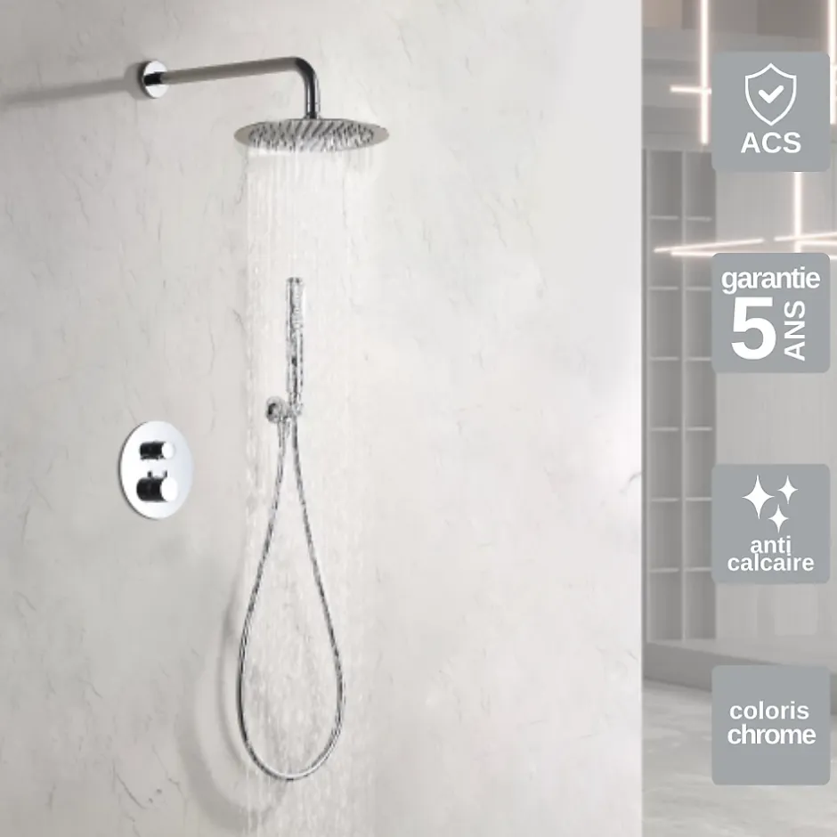 Imex Colonne de Douche Encastrée Thermostatique Anti-Calcaire Chrome NAPOLES GTN047