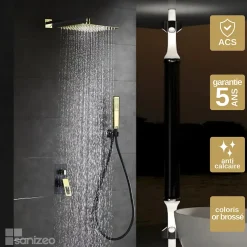 Imex Colonne de Douche Encastrée Anti-Calcaire Noir Mat et Or Brillant SUECIA BDC032-6NGOLD* Colonne De Douche Encastrable