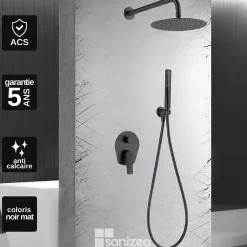 Imex Colonne de Douche Encastrée Anti-Calcaire Noir Mat DELOS GPD055/NG