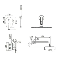 Imex Colonne de Douche Encastrée Anti-Calcaire Or Rose Cuivré DELOS GPD055/ORC* Colonne De Douche Encastrable