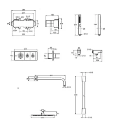 Jacob Delafon Colonne de douche encastrée thermostatique Metro laiton brossé