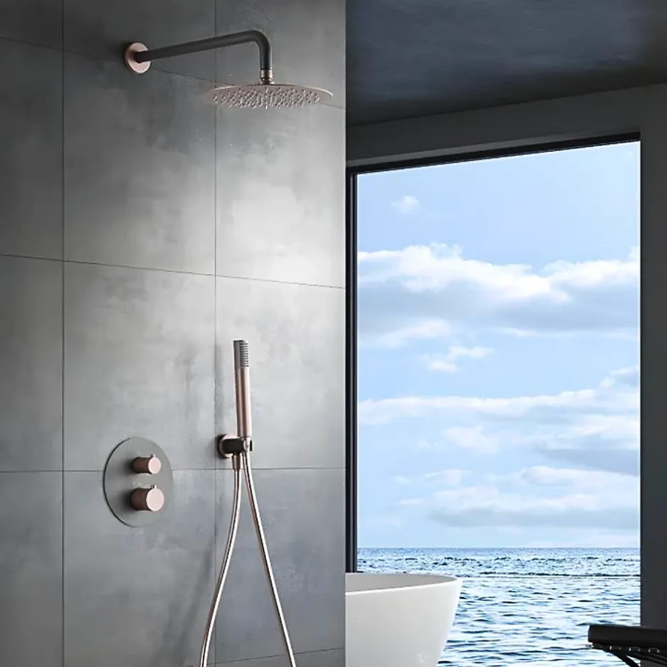 Imex Colonne de Douche Encastrée Thermostatique Anti-Calcaire Gris et Champagne MONZA GTD038/GC