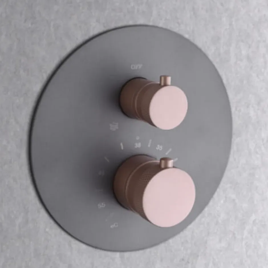 Imex Colonne de Douche Encastrée Thermostatique Anti-Calcaire Gris et Champagne MONZA GTD038/GC