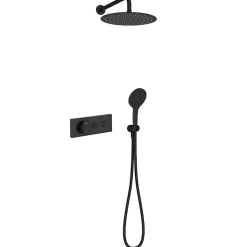 Jacob Delafon Colonne de douche encastrée thermostatique Grands Boulevards ronde noire mate