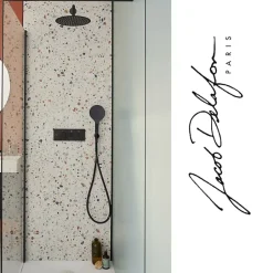 Jacob Delafon Colonne de douche encastrée thermostatique Grands Boulevards ronde noire mate