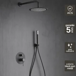 Imex Colonne de Douche Encastrée Anti-Calcaire Black Gun Métal LINE GPD038/BGM* Colonne De Douche Encastrable
