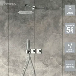 Imex Colonne de Douche Encastrée Thermostatique Anti-Calcaire Chrome TIBET GTT054
