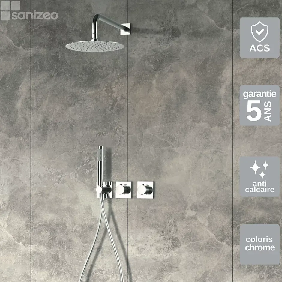 Imex Colonne de Douche Encastrée Thermostatique Anti-Calcaire Chrome TIBET GTT054