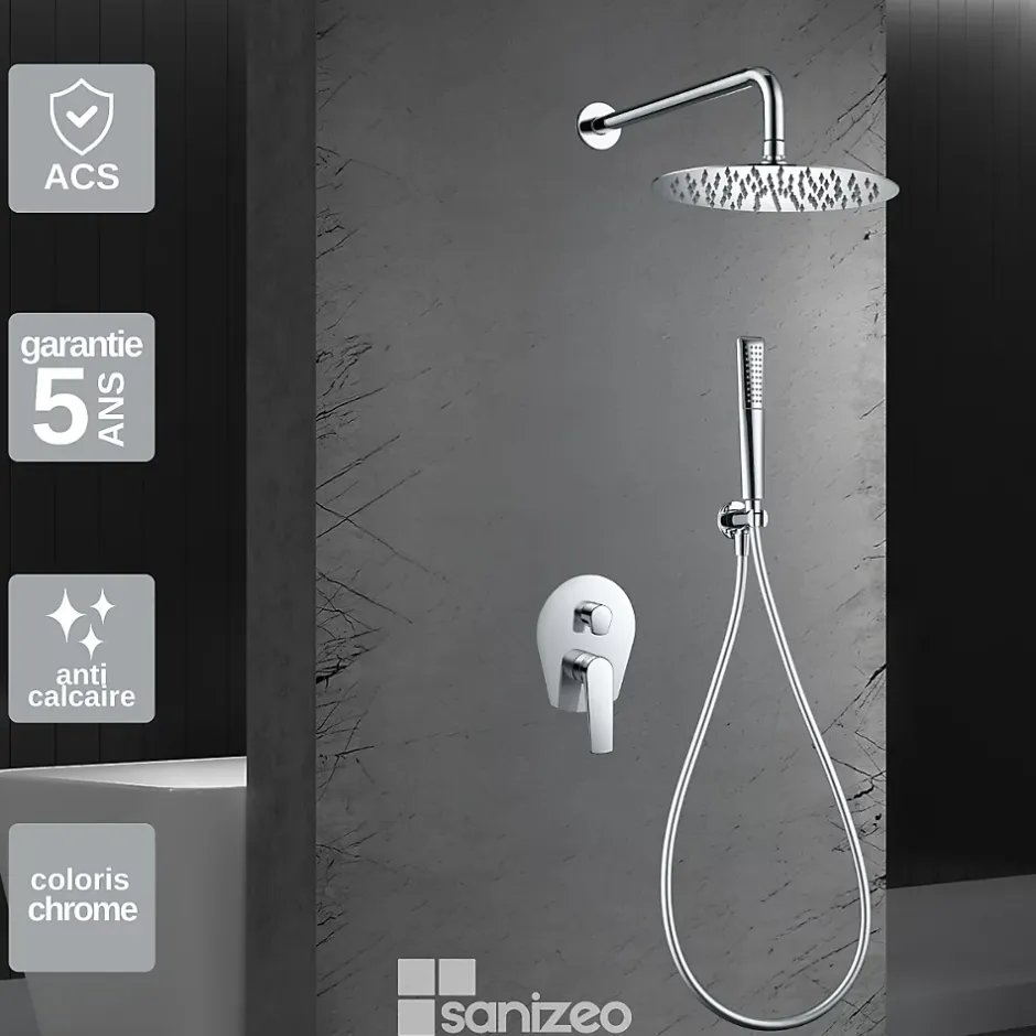 Imex Colonne de Douche Encastrée Anti-Calcaire Chrome DELOS GPD055* Colonne De Douche Encastrable