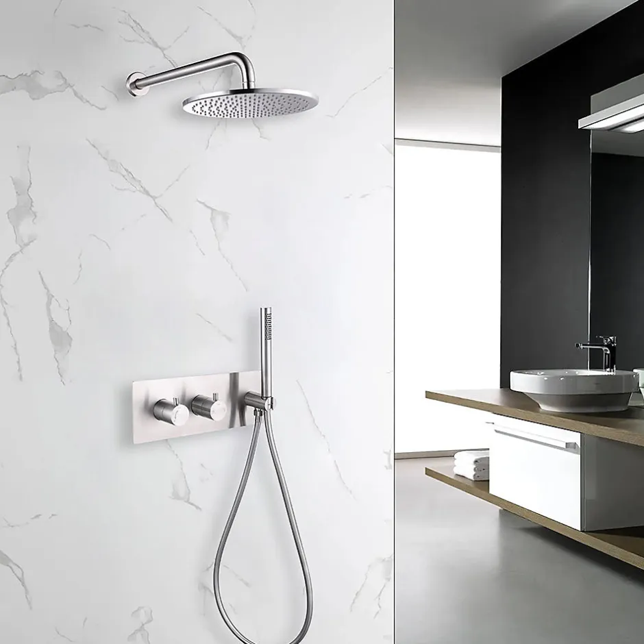Bellegno Colonne de douche encastrée thermostatique CORPOSA acier brossé