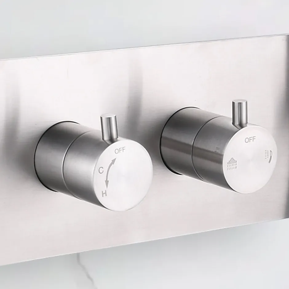 Bellegno Colonne de douche encastrée thermostatique CORPOSA acier brossé