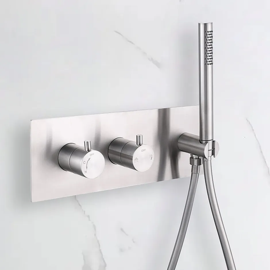 Bellegno Colonne de douche encastrée thermostatique CORPOSA acier brossé