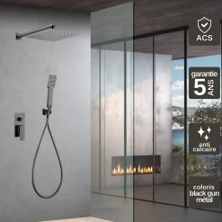 Imex Colonne de Douche Encastrée Anti-Calcaire Black Gun Métal PISA GPP048/BGM