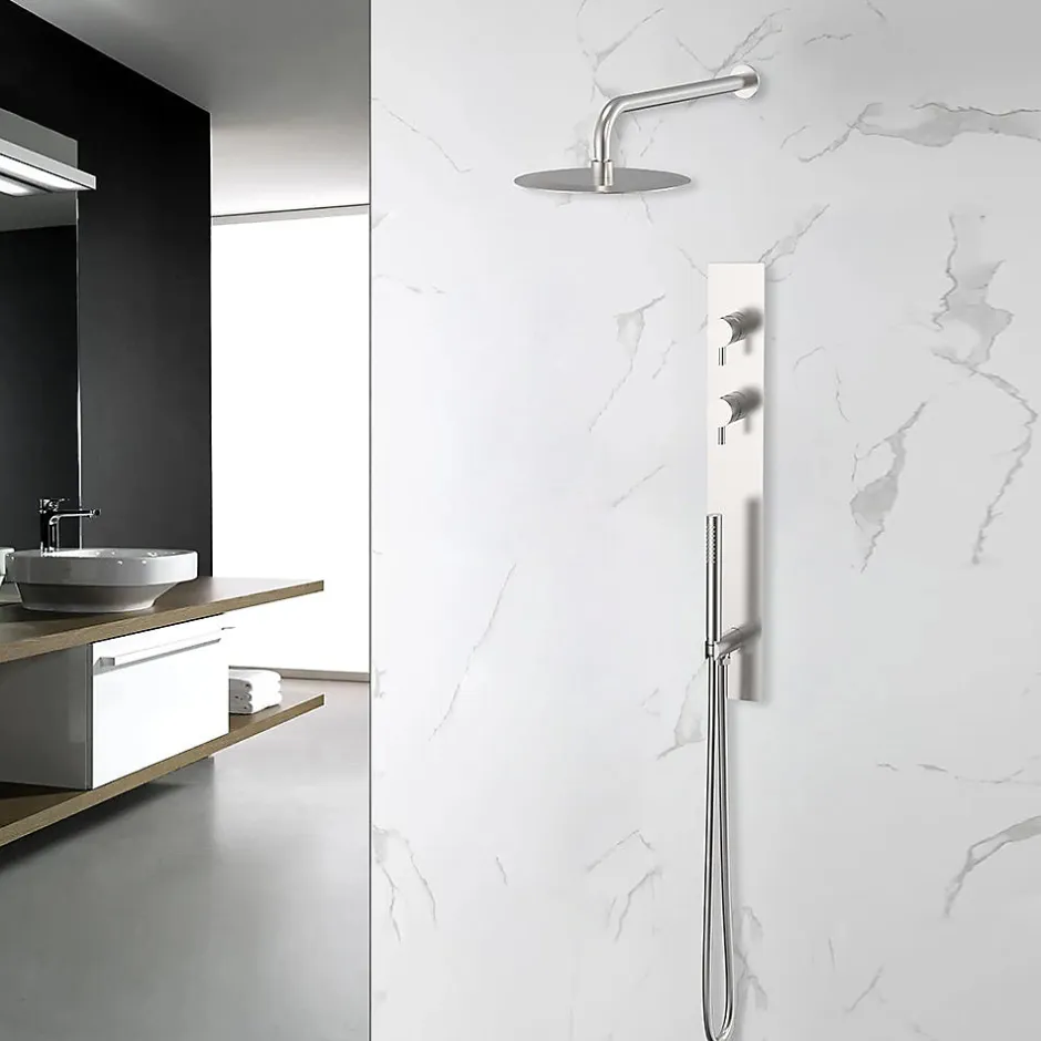 Bellegno Colonne de douche encastrée thermostatique PURA acier brossé* Colonne De Douche Encastrable