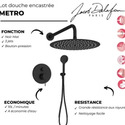 Jacob Delafon Colonne de douche encastrée mécanique Metro noir mat* Colonne De Douche Encastrable