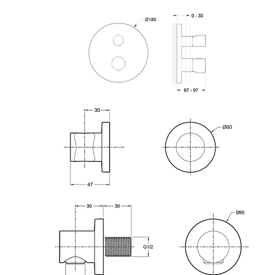Jacob Delafon Colonne de douche encastrée thermostatique Modulo + nettoyant