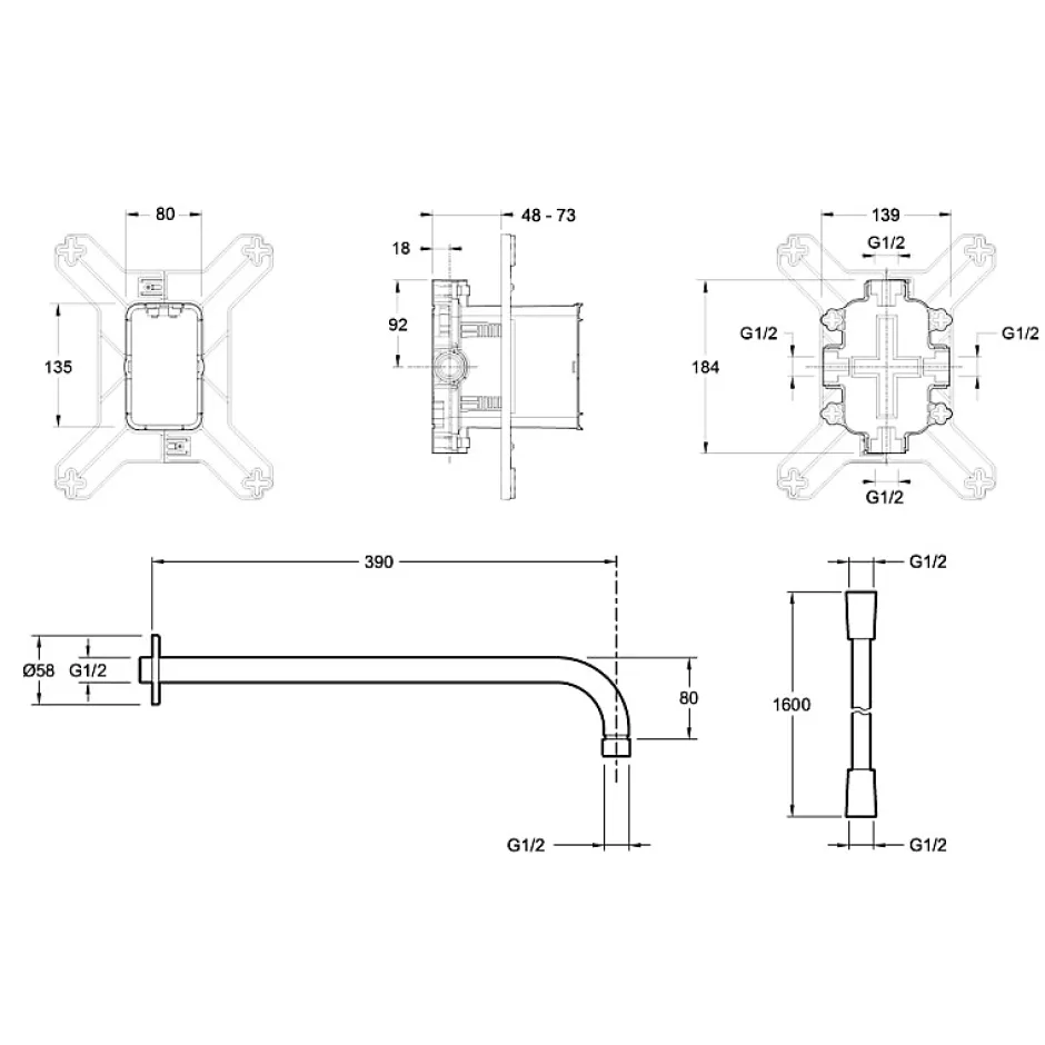 Jacob Delafon Colonne de douche encastrée thermostatique Modulo + nettoyant