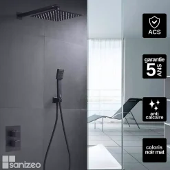 Imex Colonne de Douche Encastrée Anti-Calcaire Noir Mat CIES GPC009/NG* Colonne De Douche Encastrable