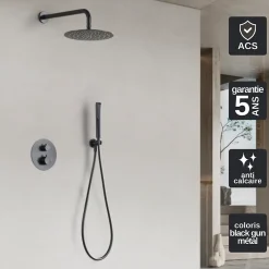 Imex Colonne de Douche Encastrée Thermostatique Anti-Calcaire Black Gun Métal NAPOLES GTN047/BGM