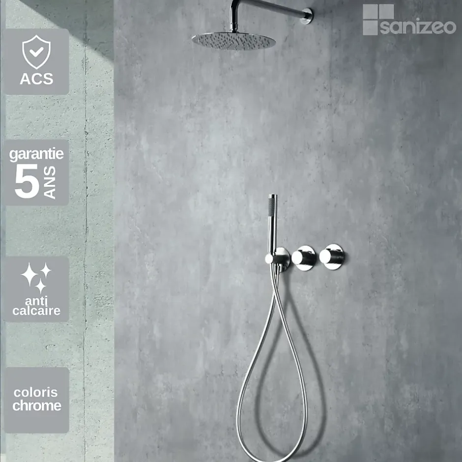 Imex Colonne de Douche Encastrée Thermostatique Anti-Calcaire Chrome ASSEN GTA052* Colonne De Douche Encastrable