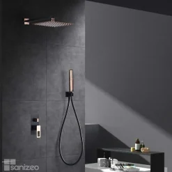 Imex Colonne de Douche Encastrée Anti-Calcaire Noir Mat et Or Rose Cuivré SUECIA BDC032-6NOR* Colonne De Douche Encastrable