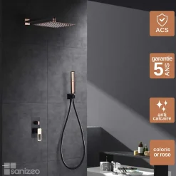Imex Colonne de Douche Encastrée Anti-Calcaire Noir Mat et Or Rose Cuivré SUECIA BDC032-6NOR* Colonne De Douche Encastrable