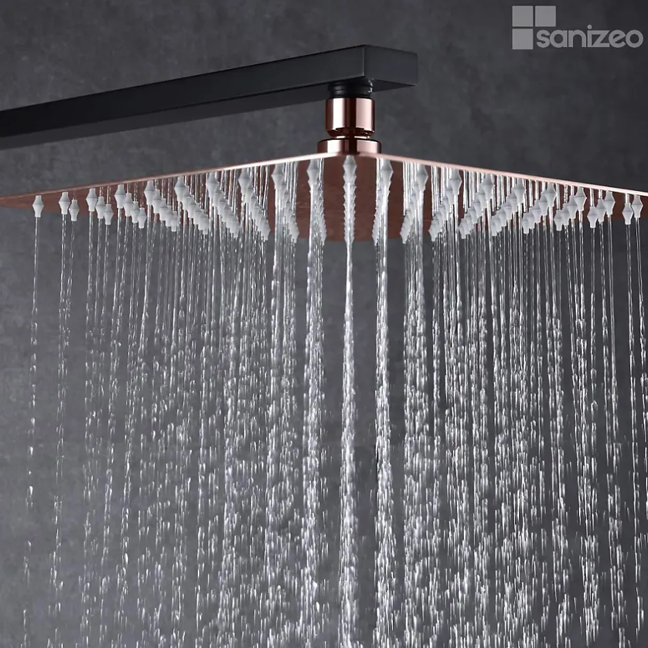 Imex Colonne de Douche Encastrée Anti-Calcaire Noir Mat et Or Rose Cuivré SUECIA BDC032-6NOR* Colonne De Douche Encastrable
