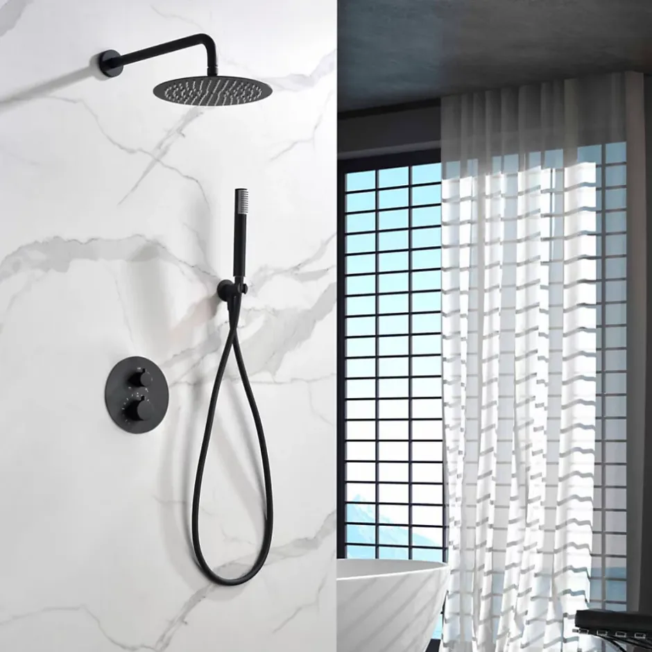 Imex Colonne de Douche Encastrée Thermostatique Anti-Calcaire Noir Mat MONZA GTM039/NG