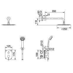 Imex Colonne de Douche Encastrée Anti-Calcaire Acier Inoxydable Intérieur / Extérieur MOSCU GTK034