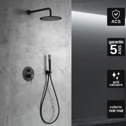 Imex Colonne de Douche Encastrée Anti-Calcaire Noir Mat LINE GPD038/NG