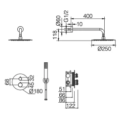 Imex Colonne de Douche Encastrée Thermostatique Anti-Calcaire Nickel Brossé MONZA GTD038/NQ