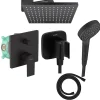Hansgrohe Colonne de douche encastrée mécanique Vernis Shape Douche de tête Vernis Shape Flexible Isiflex Douchette Vernis noir* Colonne De Douche Encastrable