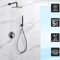 Imex Colonne de Douche Encastrée Thermostatique Anti-Calcaire Black Gun Métal MONZA GTM039/BGM* Colonne De Douche Encastrable