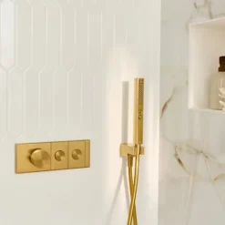 Jacob Delafon Colonne de douche encastrée thermostatique Grands Boulevards laiton brossé* Colonne De Douche Encastrable